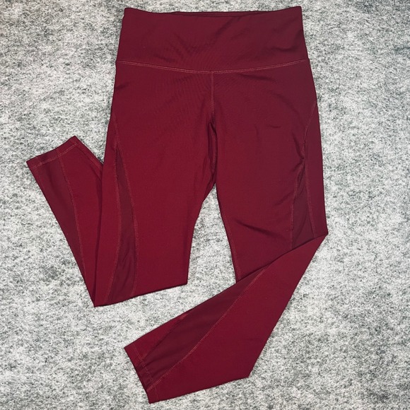 Old Navy Pants - Old Navy Active Elevate Leggings Women M Burgundy Wine Go-Dry Mesh Athleisure